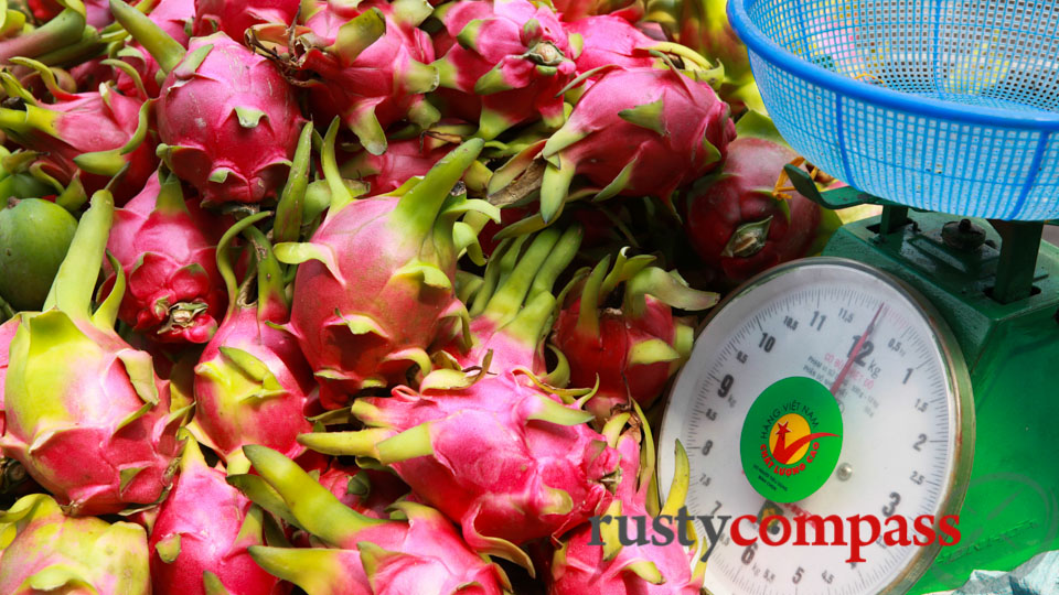Dragon fruit. More exotic in look than flavour. Dragon fruit. More exotic in look than flavour.